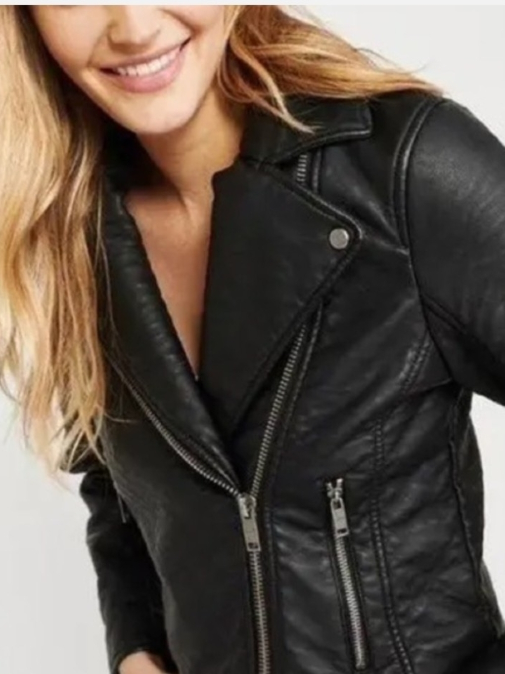 Abercrombie Black Women's Faux Leather Moto Jacket